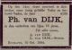 Overlijdensadvertentie Philip van Dijk (1888)