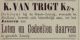 Advertentie ter verkoop staatsloten door K van Trigt Kzn.(1880)
