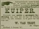 Advertentie meesterkuiper W. van Trigt (1887)