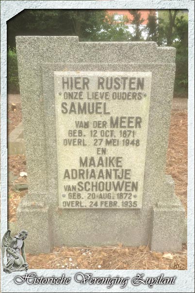 Grafsteen Samuel van der Meer en Maaike Adriaantje van Schouwen.